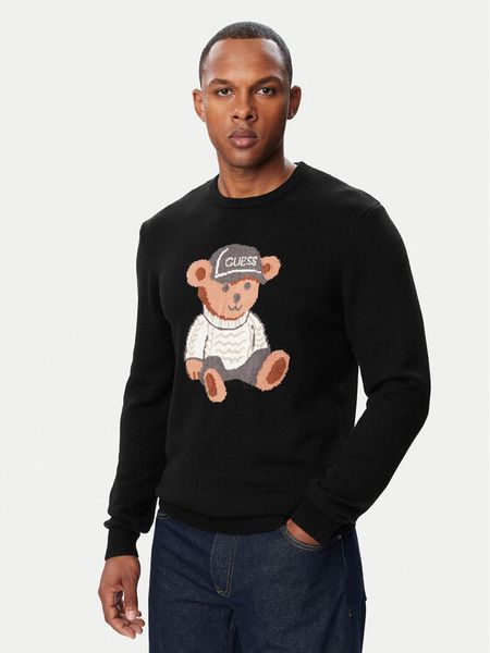 Guess Sweter M6BR42 Z1604 Czarny Regular Fit. Czarne swetry rozpinane Guess, m, z aplikacjami, z wiskozy, bez kołnierzyka, bez ramiączek. Za 434.99 zł.