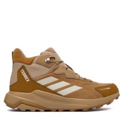 Trekkingi adidas. Brązowe botki sznurowane Adidas, bez wzorów, bez obcasa, bez zapięcia. Za 479.99 zł.