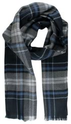 Szalik Przejściowy z Dziewiczą Wełną (Virgin Wool) - Fraas - Szary z Granatem, Kratka. Niebieskie szaliki V. Fraas, bez wzorów, z materiału. Za 85.00 zł.