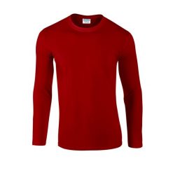 Koszulka Z Długim Rękawem Dla Dorosłych Unisex Soft Touch. Czerwone bluzki z długim rękawem GILDAN, s, bez wzorów, bez kołnierzyka, bez ramiączek. Za 50.99 zł.