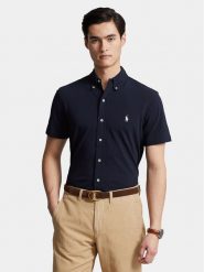 Polo Ralph Lauren Koszula 710798291001 Granatowy Slim Fit. Niebieskie koszule Polo Ralph Lauren, m, bez wzorów, z bawełny, bez kołnierzyka, bez ramiączek. Za 379.99 zł.