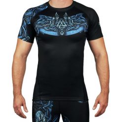 Rashguard do MMA męski Ground Game VIKING z krótkim rękawem. Niebieskie odzież kompresyjna GROUND GAME, m, bez wzorów, z elastanu. Za 129.99 zł.
