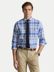 Polo Ralph Lauren Koszula 710B16699002 Niebieski Custom Fit. Niebieskie koszule Polo Ralph Lauren, m, bez wzorów, ze lnu, bez kołnierzyka, bez ramiączek. Za 919.99 zł.