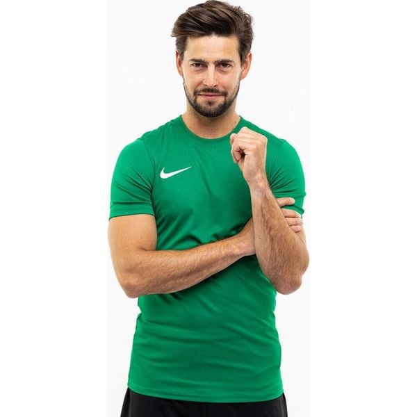 Koszulka sportowa męska Nike Dry Park VII JSY SS. Zielone t-shirty sportowe Nike, bez wzorów, bez ramiączek, do piłki nożnej. Za 71.00 zł.