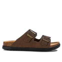 Klapki męskie Wrangler BELVILLE SLIDER MEN LOW. Brązowe klapki Wrangler, z materiału. Za 139.00 zł.