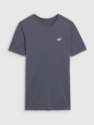 4F Koszulka do biegania szybkoschnąca męska - szara L/XL. Szare t-shirty 4F, l, bez wzorów, z dzianiny, bez kołnierzyka, bez ramiączek. Za 129.99 zł.