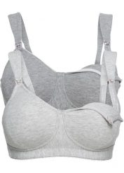 Biustonosz do karmienia bez fiszbinów (2 szt.), bawełna organiczna. Szare eleganckie półbuty bonprix, bez wzorów, z bawełny, bez obcasa, bez zapięcia. Za 117.99 zł.