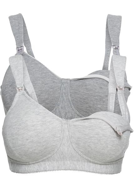 Biustonosz do karmienia bez fiszbinów (2 szt.), bawełna organiczna. Szare eleganckie półbuty bonprix, bez wzorów, z bawełny, bez obcasa, bez zapięcia. Za 117.99 zł.