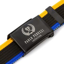 Kolorowy pasek parciany PAOLO PERUZZI PW-07-95 cm. Szare paski Paolo Peruzzi, bez wzorów, z materiału. Za 34.99 zł.