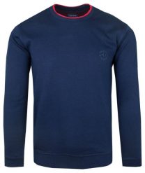 Bawełniana Męska Bluza PAKO JEANS z Lamówką - Niebieska. Niebieskie bluzy Pako Jeans, m, bez wzorów, z bawełny, bez kaptura. Za 169.00 zł.