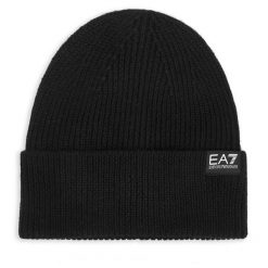 Czapka EA7 Emporio Armani. Czarne czapki zimowe EA7 Emporio Armani, bez wzorów. Za 199.99 zł.