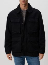 Kurtka sherpa z kołnierzem - czarny. Czarne kurtki Reserved, l, bez wzorów, z denimu, bez kaptura. Za 279.99 zł.