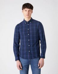 WRANGLER LS 1 PKT BUTTON DOWN MĘSKA KOSZULA MATERIAŁOWA DARK BLUE TEAL W5F34MB16 112130122. Niebieskie koszule Wrangler, m, bez wzorów, z materiału, bez kołnierzyka, bez ramiączek. Za 129.99 zł.