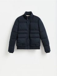 Pikowana kurtka z ociepleniem - granatowy. Niebieskie kurtki Reserved, l, bez wzorów, z tkaniny, bez kaptura. Za 239.99 zł.