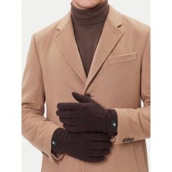 Rękawiczki Beverly Hills Polo Club. Brązowe rękawiczki Beverly Hills Polo Club, bez wzorów, z dzianiny. Za 49.99 zł.