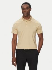 KARL LAGERFELD Polo 745001 552200 Beżowy Slim Fit. Brązowe koszulki polo KARL LAGERFELD, m, bez wzorów, z bawełny, bez kołnierzyka, bez ramiączek. Za 399.99 zł.