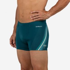 Bokserki pływackie męskie Nabaiji 500 Fiti Lini. Niebieskie odzież kąpielowa NABAIJI, l, bez wzorów, z elastanu, sportowe. Za 69.99 zł.