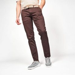 Spodnie do golfa chino męskie Inesis MW500 bawełniane. Brązowe eleganckie spodnie INESIS, l, z bawełny, sportowe. Za 99.99 zł.