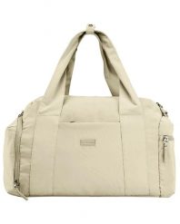 Torba sportowa WINGS SOLENNE z kieszenią na buty i pasem na walizkę BEIGE. Brązowe torby na ramię Wings, bez wzorów, z materiału, na ramię, bez dodatków. Za 129.90 zł.