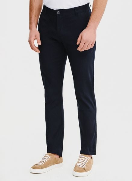 PAKO LORENTE – Spodnie męskie w kolorze granatowym. Spodnie materiałowe Pako Lorente, na co dzień, na wiosnę, l, bez wzorów, z bawełny, casualowe. Za 99.99 zł.