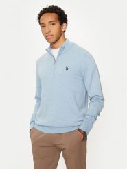 U.S. Polo Assn. Sweter MUP2963 Błękitny Regular Fit. Niebieskie swetry rozpinane U.S. Polo Assn., m, bez wzorów, z bawełny, bez kołnierzyka, bez ramiączek. Za 229.99 zł.