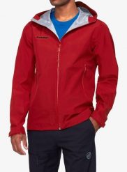 Kurtka z membraną Mammut Crater Light HS Hooded Jacket. Czerwone kurtki Mammut, l, bez wzorów, z gore-texu, bez kaptura. Za 1,579.99 zł.