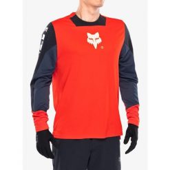 Bluza rowerowa męska Fox Defend LS Jersey Elevated. Czerwone bluzy FOX, m, bez wzorów, z jersey, bez kaptura. Za 301.39 zł.