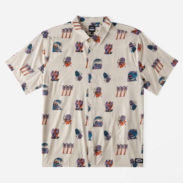 Koszula Billabong DJ Javier Turn The Tide beżowa. Brązowe koszule Billabong, bez wzorów, bez kołnierzyka, bez ramiączek. Za 236.84 zł.