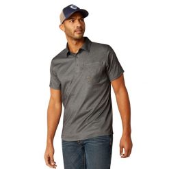 Polo Ariat Rebar. Szare koszulki polo Ariat, m, bez wzorów, bez kołnierzyka, bez ramiączek. Za 235.00 zł.