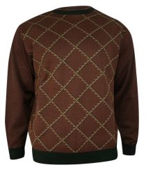Sweter Brązowy, w Kratkę Okrągły Dekolt (U-neck), Męski - MAX SHELDON. Brązowe swetry rozpinane Max Sheldon, l, bez wzorów, z bawełny, bez kołnierzyka, bez ramiączek. Za 127.00 zł.