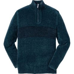 Sweter z szenili Regular Fit bonprix niebieskozielony. Swetry nierozpinane marki bonprix. Za 109.99 zł.