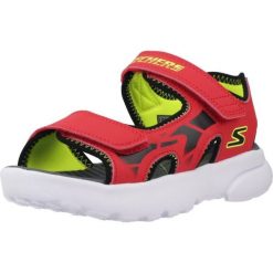 Sandały SKECHERS 406513L Czerwony. Czerwone sandały Skechers, z materiału, bez zapięcia. Za 157.99 zł.