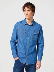 Wrangler Koszula dżinsowa - Regular fit - w kolorze niebieskim rozmiar: L. Niebieskie koszule Wrangler, l, bez wzorów, z bawełny, bez kołnierzyka, bez ramiączek. Za 147.91 zł.