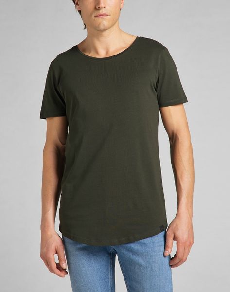 LEE SHAPED TEE MĘSKI T-SHIRT KOSZULKA LOGO SERPICO GREEN L62JEPOJ 112114652. Zielone t-shirty Lee, l, bez wzorów, bez kołnierzyka, bez ramiączek. Za 69.99 zł.