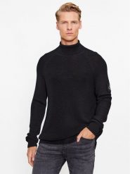 Calvin Klein Jeans Golf J30J325093 Czarny Regular Fit. Czarne golfy Calvin Klein Jeans, m, bez wzorów, z jeansu, bez kołnierzyka, bez ramiączek. Za 399.99 zł.