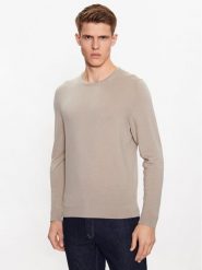 Calvin Klein Sweter K10K109474 Beżowy Regular Fit. Brązowe swetry rozpinane CALVIN KLEIN, m, bez wzorów, z wełny, bez kołnierzyka, bez ramiączek. Za 389.99 zł.