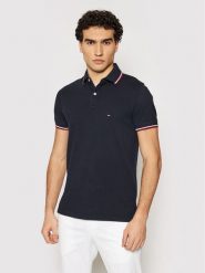 Tommy Hilfiger Polo Tipped MW0MW13080 Granatowy Slim Fit. Niebieskie koszulki polo Tommy Hilfiger, m, bez wzorów, z bawełny, bez kołnierzyka, bez ramiączek. Za 249.99 zł.