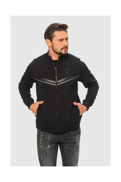 EA7 Czarna bluza rozpinana męska z brokatowym logo, Rozmiar XL. Czarne bluzy EA7 Emporio Armani, m, z aplikacjami, z gumy, bez kaptura. W wyprzedaży za 361.99 zł.