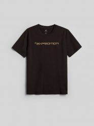 4F T-shirt regular z nadrukiem męski - brązowy L. Brązowe t-shirty 4F, l, bez wzorów, z bawełny, bez kołnierzyka, bez ramiączek. Za 69.99 zł.