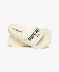 Superdry City Luxe Pool Klapki z wyściełanym paskiem – OFF WHITE. Białe klapki Superdry. Za 123.35 zł.
