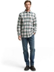 Tom Tailor Koszula flanelowa - Comfort fit - w kolorze zielono-kremowym rozmiar: S. Brązowe koszule Tom Tailor, s, bez wzorów, bez kołnierzyka, bez ramiączek. Za 88.43 zł.