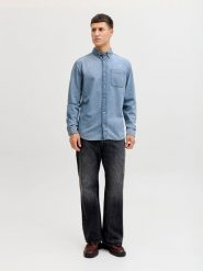 Jack & Jones Koszula dżinsowa - Regular fit - w kolorze błękitnym rozmiar: XXL. Niebieskie koszule Jack & Jones, xxl, bez wzorów, z bawełny, bez kołnierzyka, bez ramiączek. Za 119.95 zł.