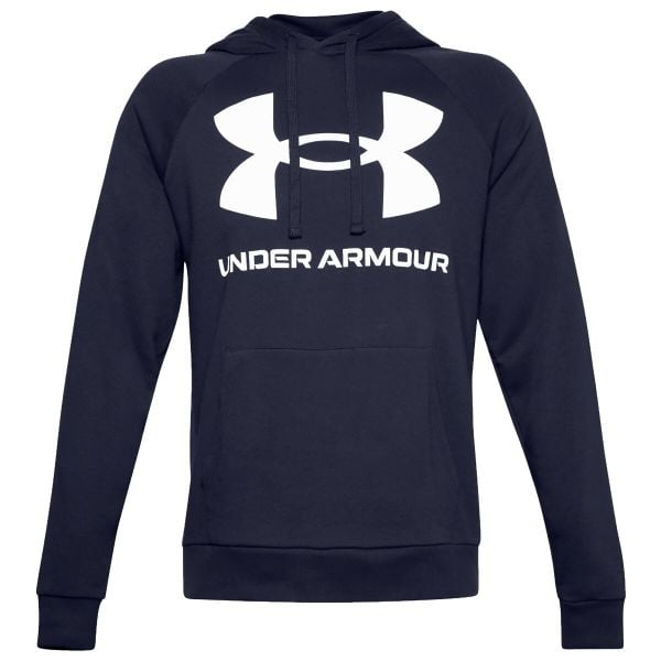 Bluza sportowa męska Under Armour Rival Fleece Big Logo HD. Białe bluzy z kapturem Under Armour, l, bez wzorów, z bawełny, z kapturem. Za 273.25 zł.