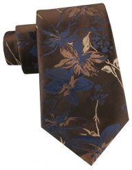 Męski Krawat - Brązowy w Kwiaty - Alties. Brązowe krawaty i muchy Alties, bez wzorów, z tkaniny. Za 55.00 zł.