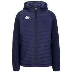 Męska kurtka Kappa Odolon granatowa. Niebieskie kurtki Kappa, m, bez wzorów, z materiału, z kapturem. Za 424.30 zł.