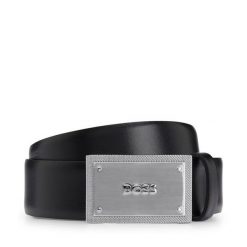 Pasek Męski BOSS. Niebieskie paski Boss, bez wzorów. Za 299.99 zł.