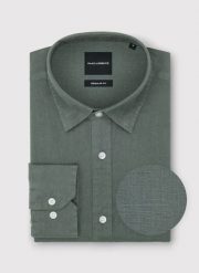 PAKO LORENTE - Lniana koszula męska w kolorze zielonym. Zielone koszule Pako Lorente, na lato, m, bez wzorów, ze lnu, bez kołnierzyka, bez ramiączek. Za 299.99 zł.