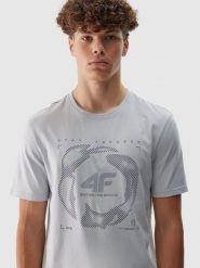 4F T-shirt regular z nadrukiem męski - szary S. Szare t-shirty 4F, m, bez wzorów, z bawełny, bez kołnierzyka, bez ramiączek. Za 29.99 zł.