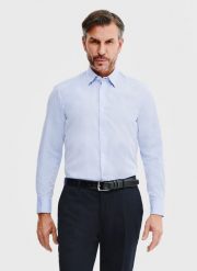 PAKO LORENTE – Gładka bawełniana koszula męska. Niebieskie koszule Pako Lorente, l, bez wzorów, z bawełny, bez kołnierzyka, bez ramiączek. Za 119.99 zł.