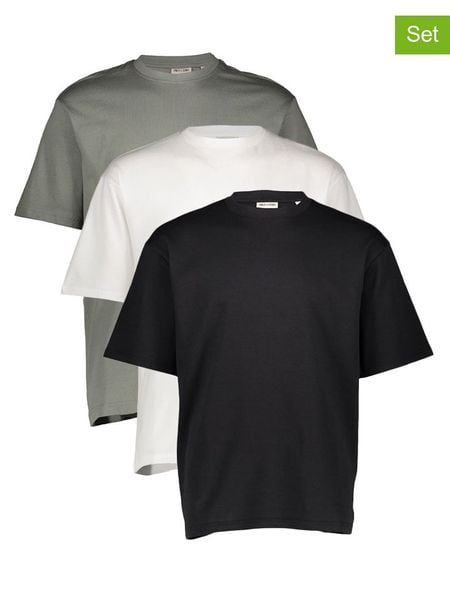 ONLY & SONS Koszulki (3 szt.) w kolorze zielonym, białym i czarnym rozmiar: M. Białe bezrękawniki Only & Sons, m, bez wzorów, z bawełny, bez kołnierzyka, bez ramiączek. Za 106.38 zł.